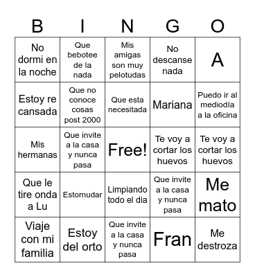Sofi Bingo Card