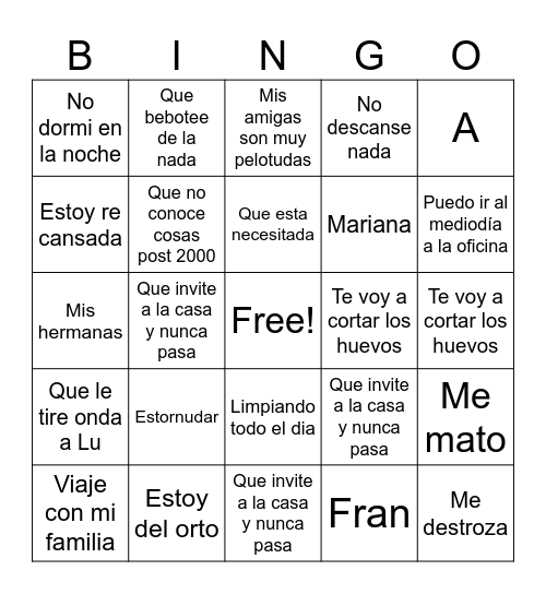 Sofi Bingo Card