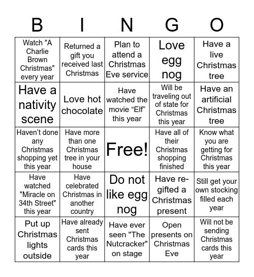 Christmas Bingo Card