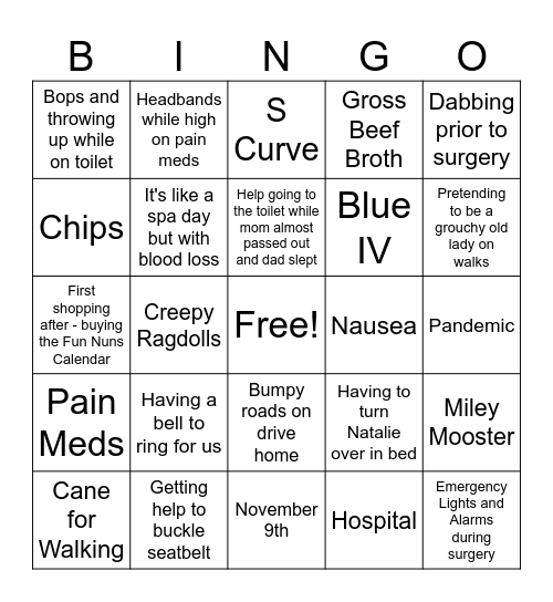 5 years - Spineaversary!! Bingo Card