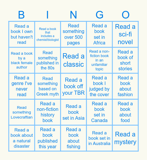 2026 Book Bingo Card