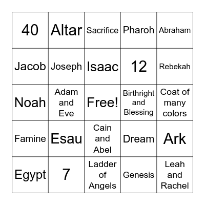 Old Testament Bingo Card
