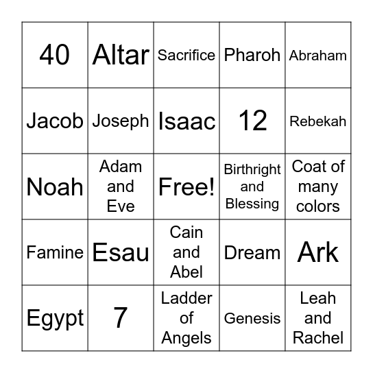Old Testament Bingo Card