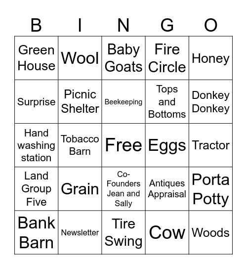 Learning Tree Farm  Bingo Card