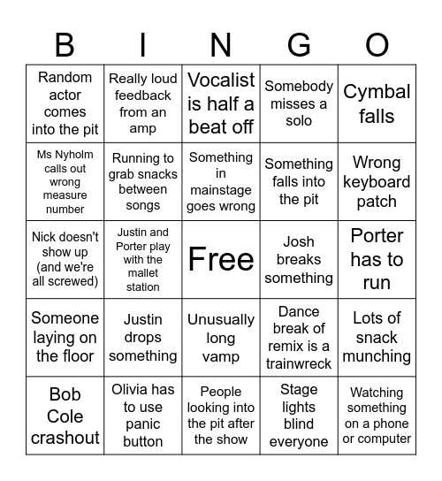 Legally Blonde Pit Bingo Card