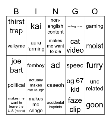 100 tiktoks Bingo Card