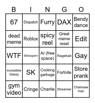 Instagram reel bingo Card