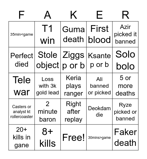 Worlds finals Bingo Card