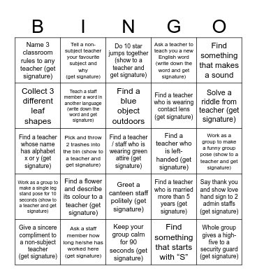 Y7 Outdoor Bingo Card