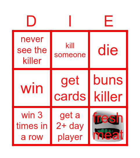 die of death bingo Card