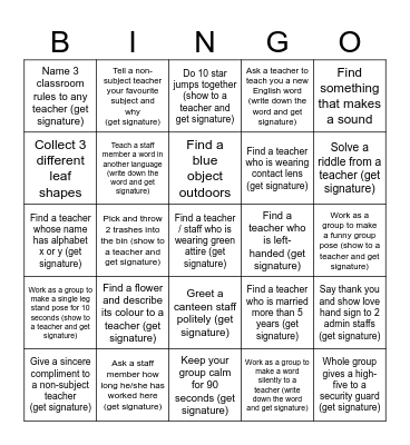 Y7 Outdoor Bingo Card