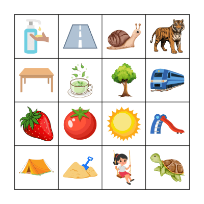 Letters S and T Bingo Card