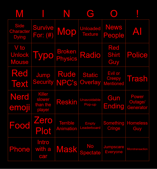Midnight Bingo Bash!!! Bingo Card