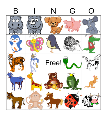 Animals Bingo Card