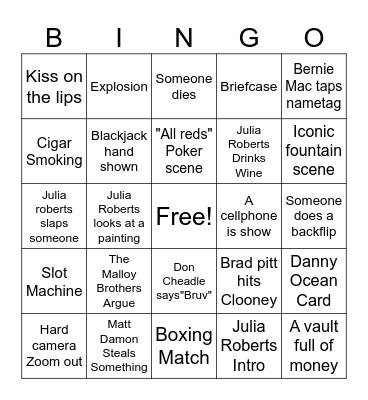 Oceans 11 Bingo Card
