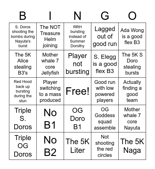 (un)Coordinated Operation Bingo Card