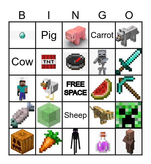 Minecraft Bingo Game Bingo Card