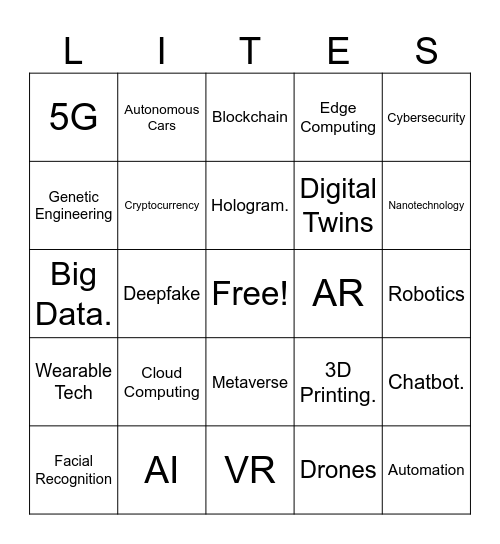 LITEF Bingo Card