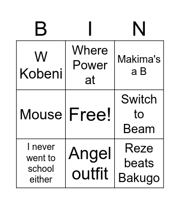 Andrew Bingo Card