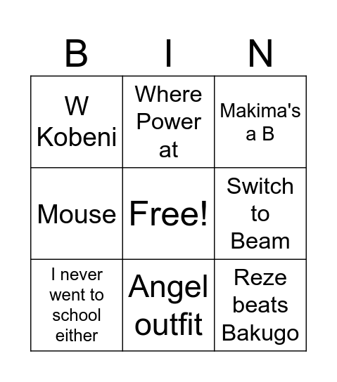 Andrew Bingo Card