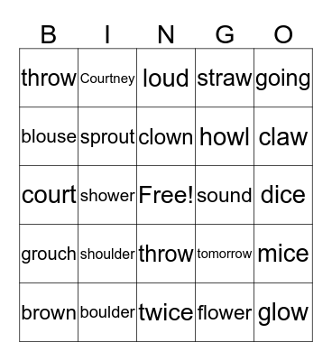 Vowel Combinations Bingo! Bingo Card
