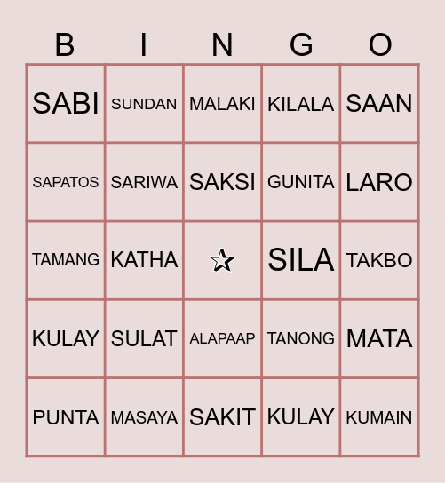 BASIC SIGHT WORDS IN FILIPINO Bingo Card