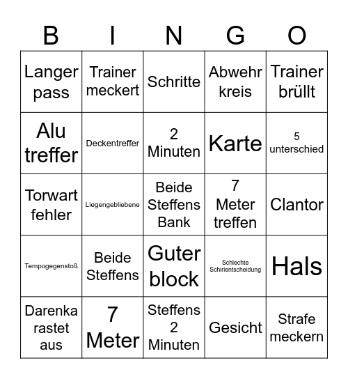 Handball Bingo Card