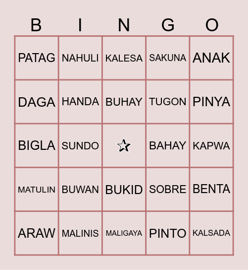 BASIC SIGHT WORDS IN FILIPINO Bingo Card