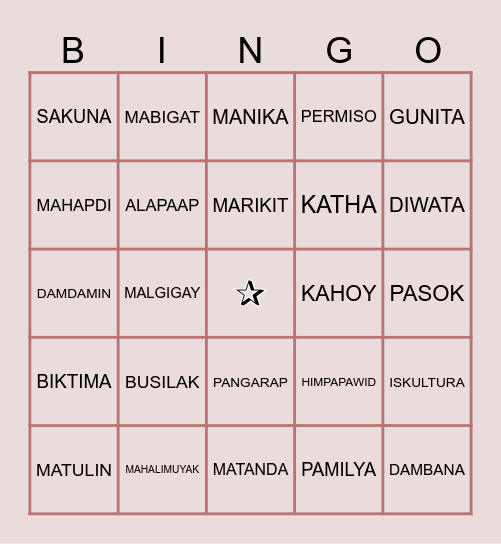 BASIC SIGHT WORDS IN FILIPINO Bingo Card