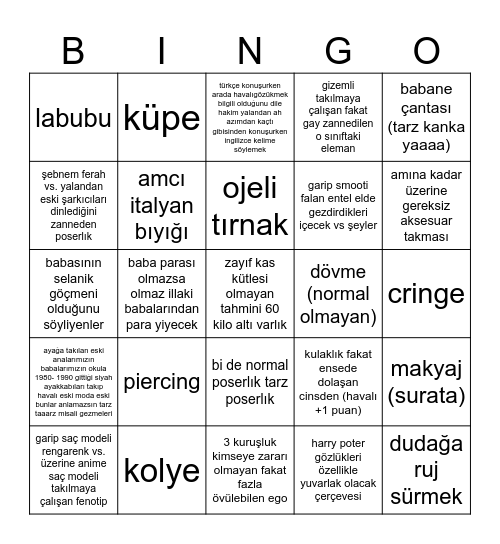 kadıköy final boss (erkek ver.) Bingo Card