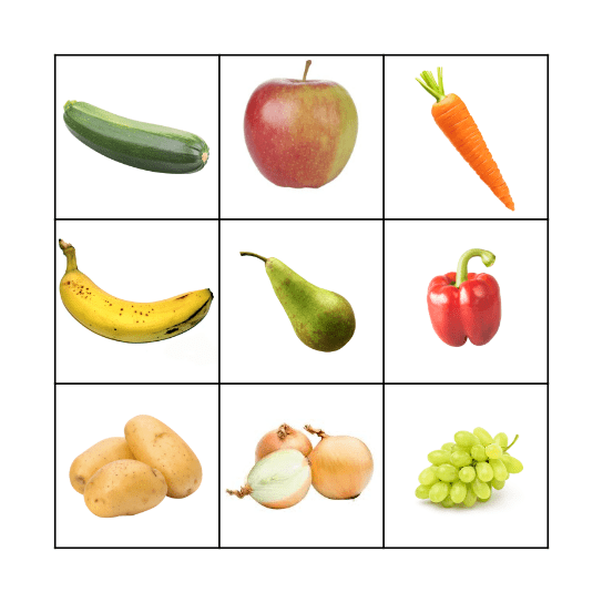 Groenten en fruit Bingo Card