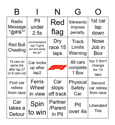 Brazilian GP 2024 Bingo Card