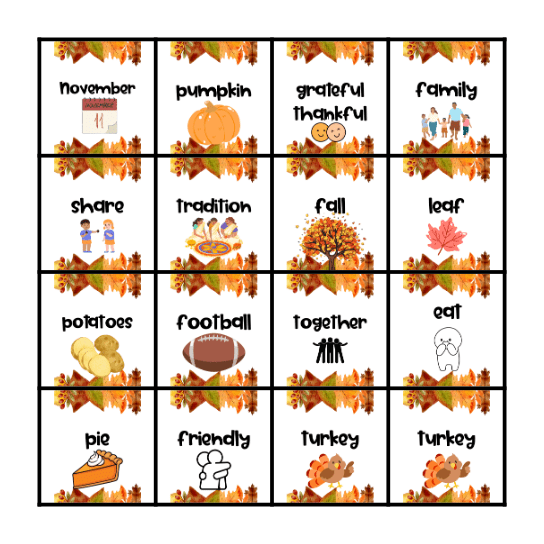 ASL FAMILY NIGHT BINGO Card