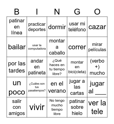 Pasatiempos Bingo Card