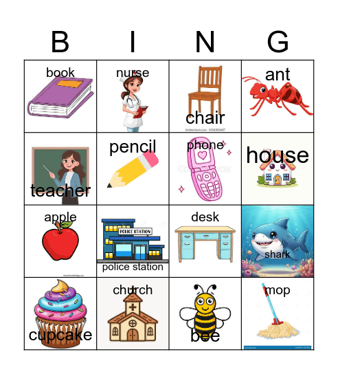 Noun Bingo Card