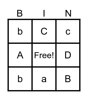 ABC bingo Card