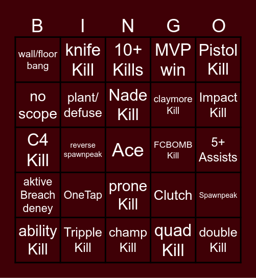 Entspanntes R6 Bingo Card