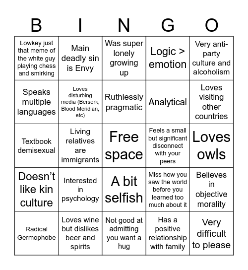 Investigateur Kinnie Bingo Card