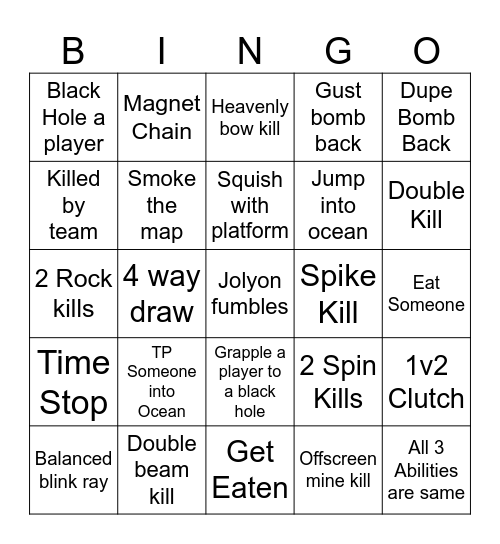 Bopl Bingo Card