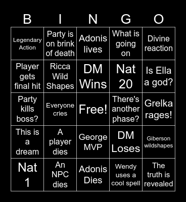 Fishing Dreams: Session 21 Bingo Card