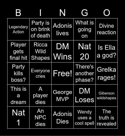 Fishing Dreams: Session 21 Bingo Card