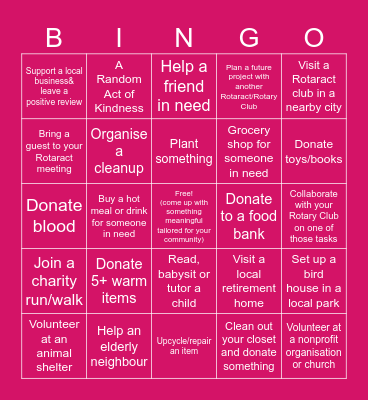 ROTARACT VOLONTEERING Bingo Card