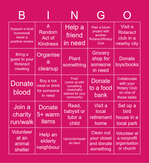 ROTARACT VOLONTEERING Bingo Card
