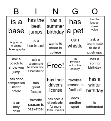 SALESIAN CHEER BINGO Card