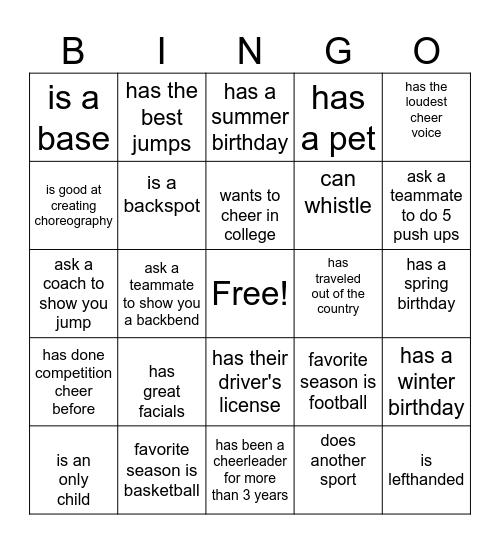 SALESIAN CHEER BINGO Card