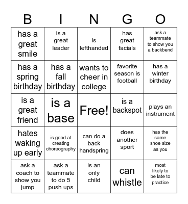 SALESIAN CHEER BINGO Card