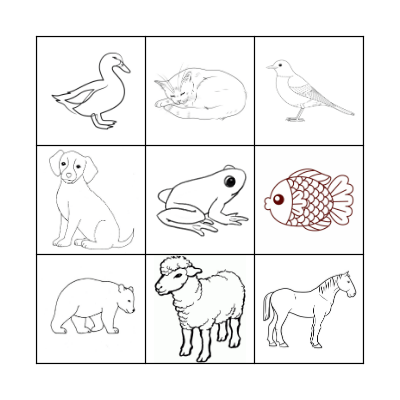 Animals Bingo Card