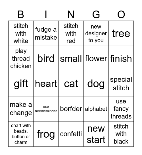 Stitch Bingo Card