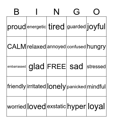 FEELINGS BINGO Card