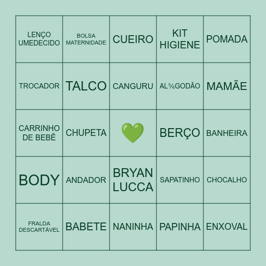 BINGO DO BRYAN LUCCA Bingo Card